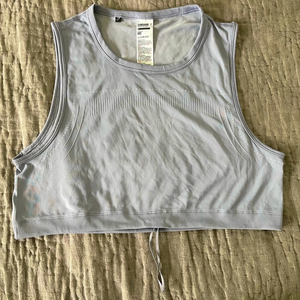 Gymshark Grayish Purple Seamless Crop Tank Top Dry Drawstring Bottom Medium